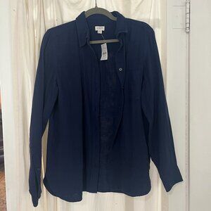 light and airy J. Crew double gauze button up shirt - rich navy blue - S